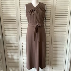 Calvin Klein cocoa twist knot peekaboo neckline midi dress, size 4